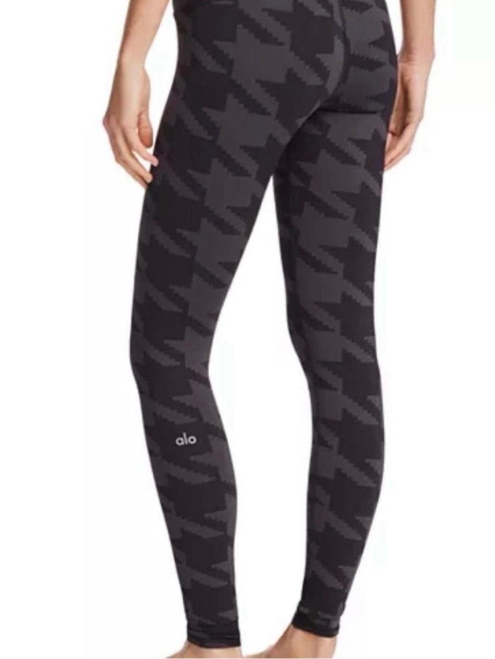 ALO Yoga Black and Grey Houndstooth Yoga Leggings Small
